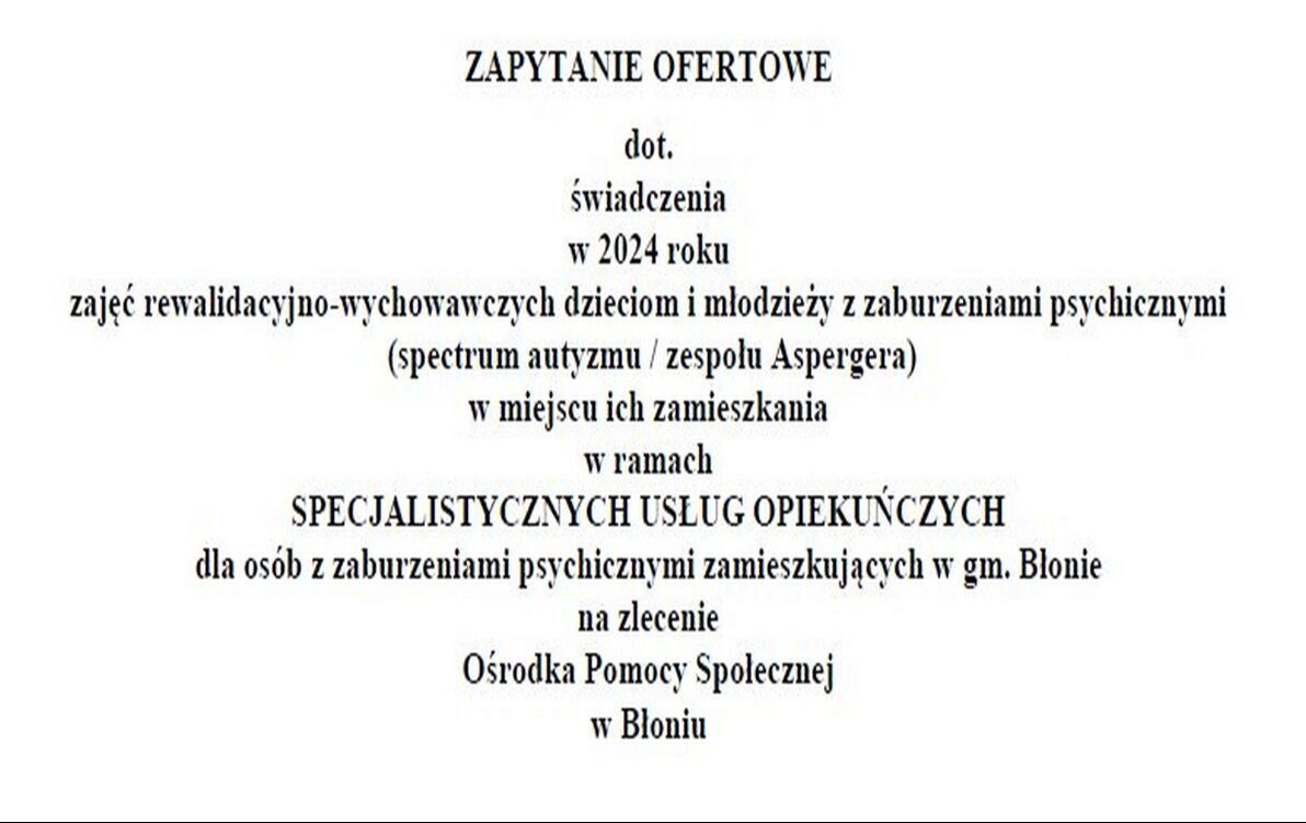 Zdjęcie do Zapytanie ofertowe na świadczenie SUO w 2024 roku 