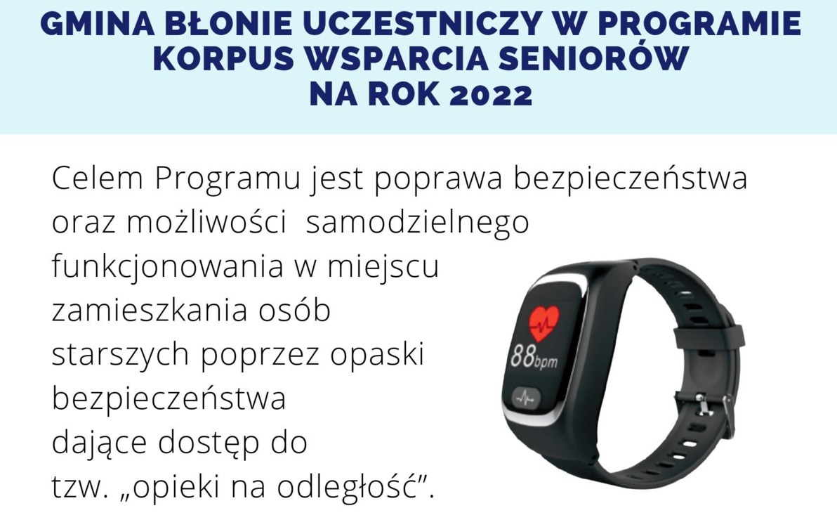 Zdjęcie do Gmina Błonie uczestniczy w Programie Korpus Wsparcia Senior&oacute;w na rok 2022