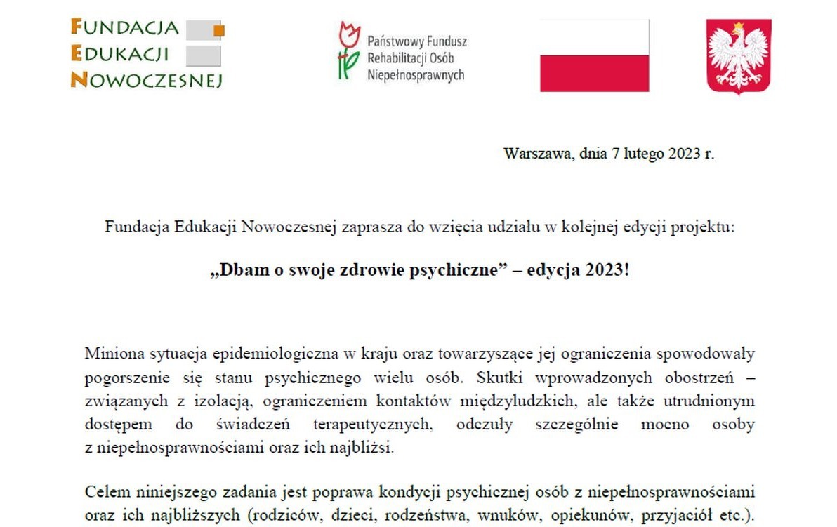 Zdjęcie do Dbam o swoje zdrowie psychiczne &ndash; edycja 2023