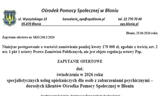 Zapytanie ofertowe nr SKO.260.3.2026